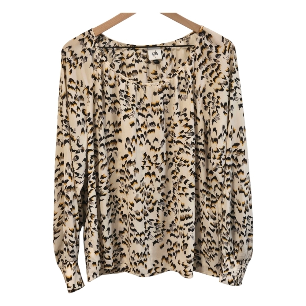 Cabi Round Trip Safara Print Blouse Size Large